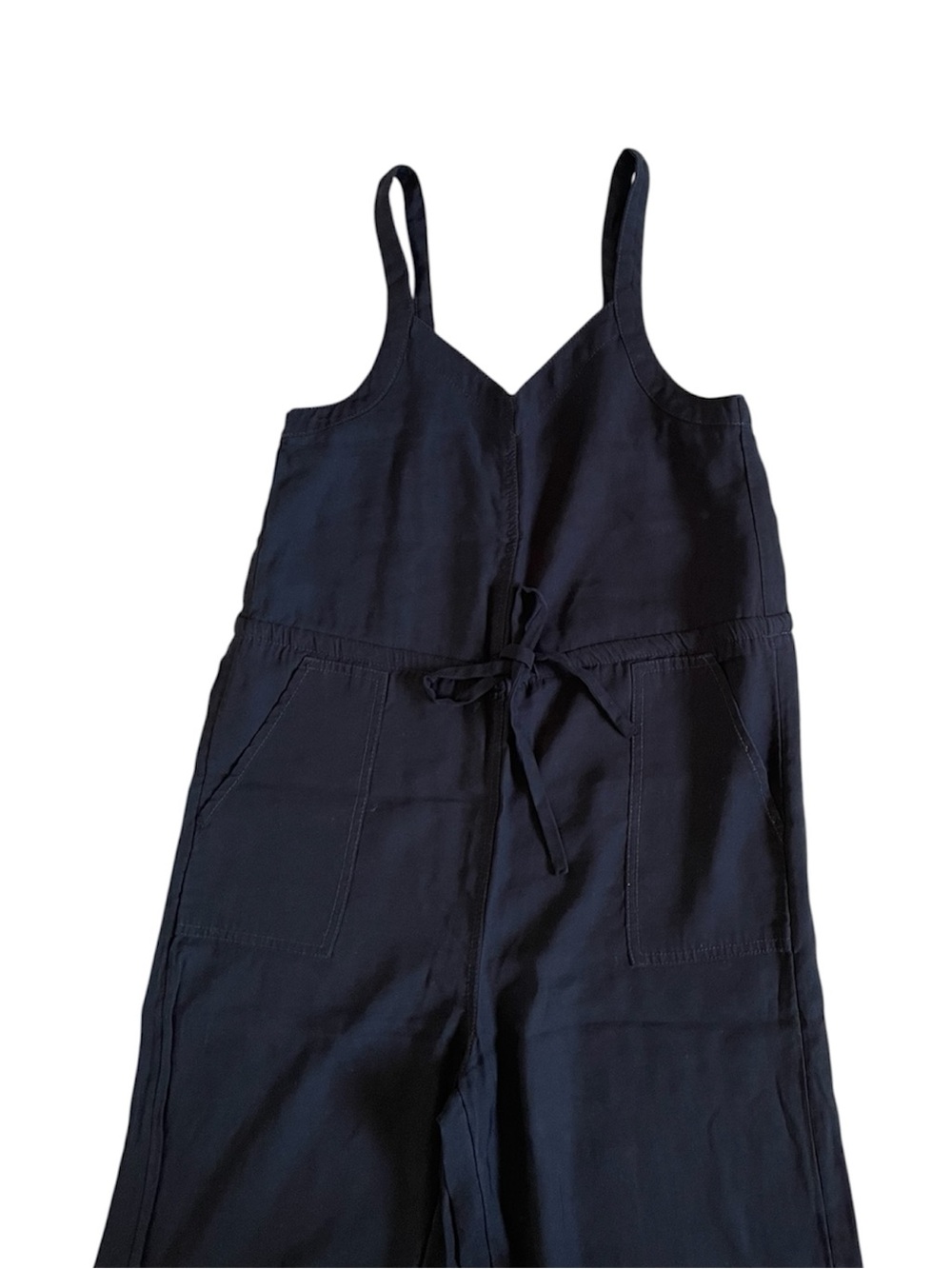 Black Wide-Leg Jumpsuit with Tie Waist - Picture 3 of 6